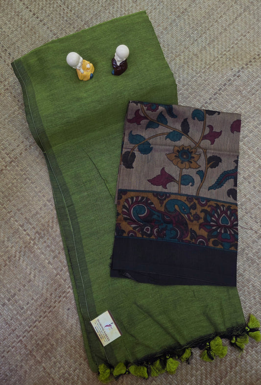 Khadi Cotton With Kalamkari Blouse | DSAD013