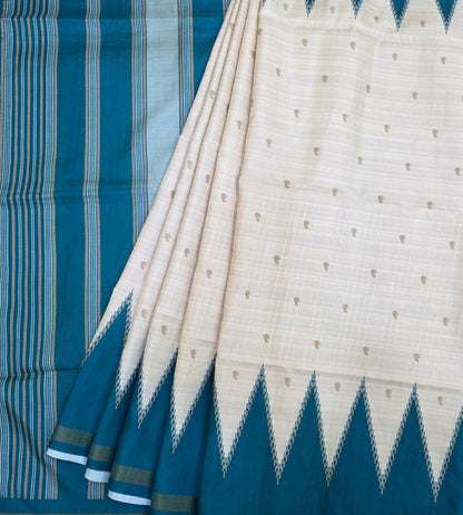 Art Tussar Silk Sarees With Temple Border | DSM120