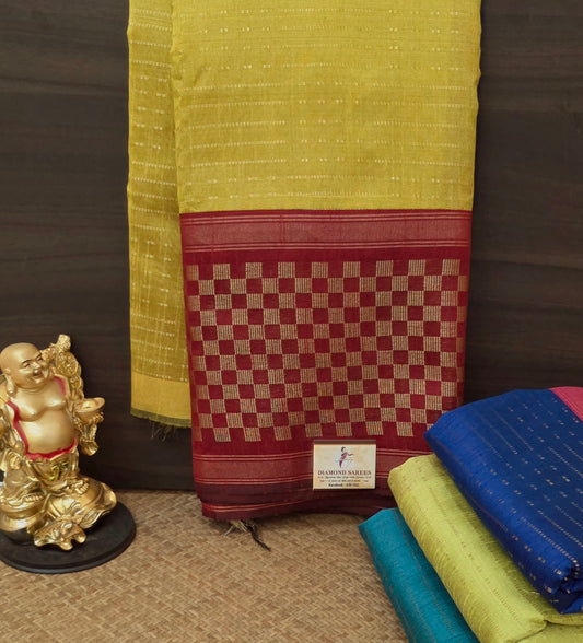 Semi Raw Silk Sarees with Checks Border 1905| DSAD029