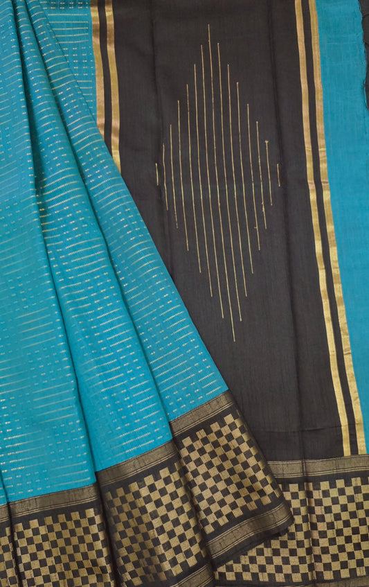 Semi Raw Silk Sarees with Checks Border 1905| DSAD029