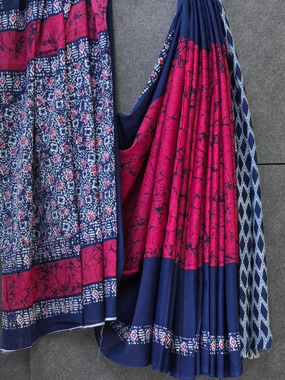 Handblock Print MulMul Cotton Sarees | DSAN001