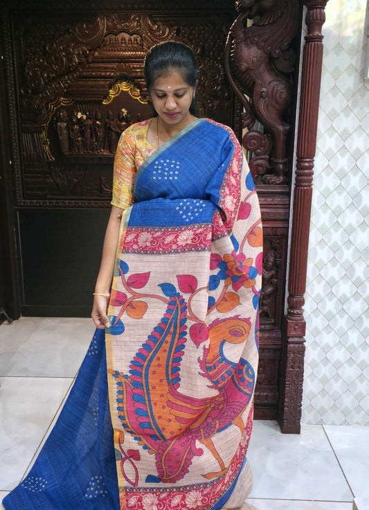 Fancy Cotton Sindoori Checks Sarees | DSAD024