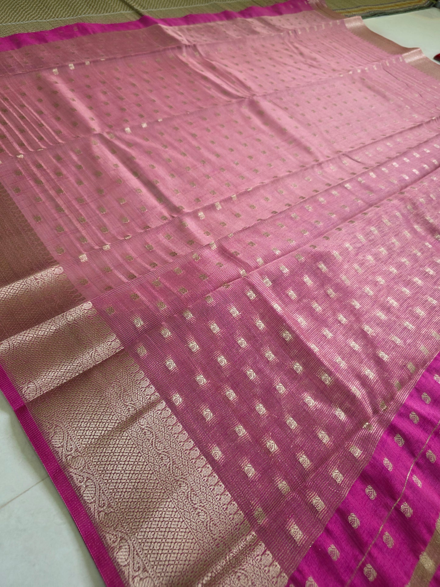 Semi Tussar Saree With Butta | DSM107