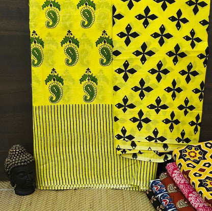 Handblock Print MulMul Cotton Sarees | DSAN001