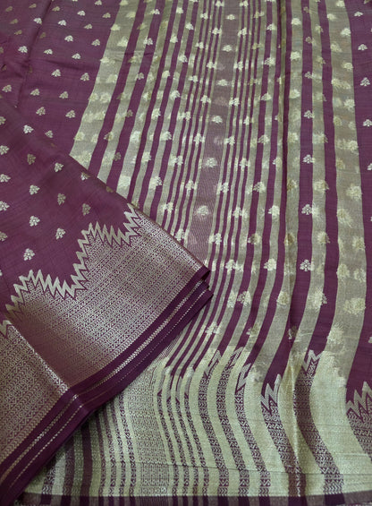Semi Tussar Sarees With Temple Border | DSM108