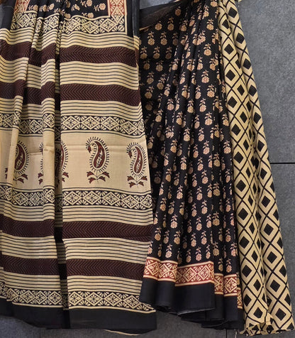 Handblock Print MulMul Cotton Sarees | DSAN001