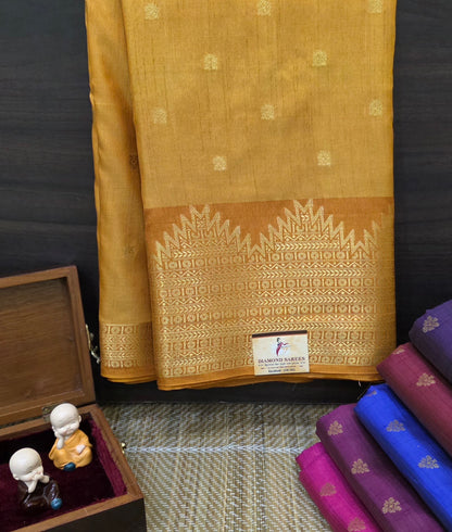 Semi Tussar Sarees With Temple Border | DSM108