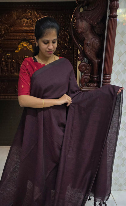 Khadi Cotton Sarees With Kalamkari Blouse | DSAD013