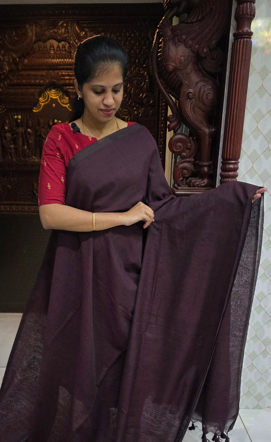 Khadi Cotton Sarees With Kalamkari Blouse | DSAD013
