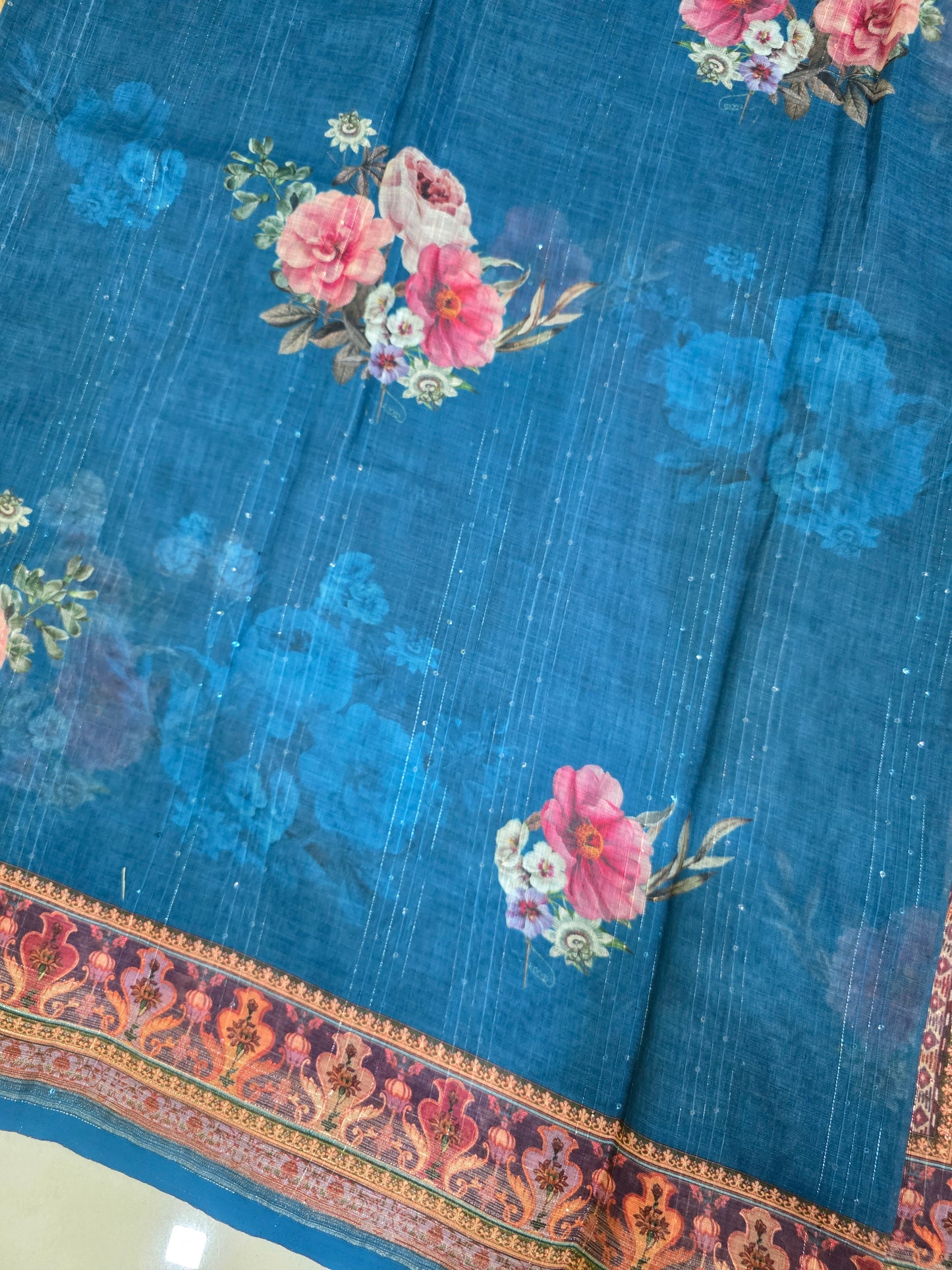 Designer Linen Sequins Sarees | DSM041