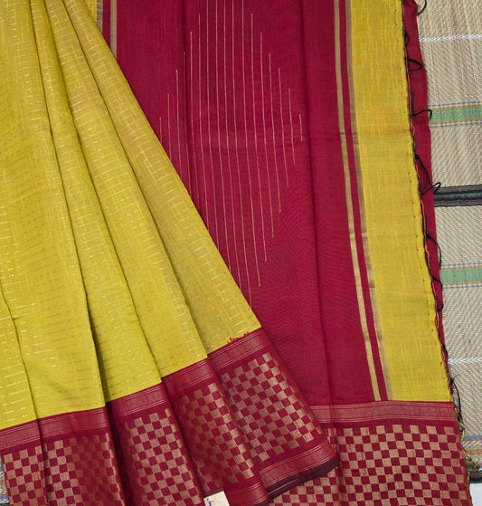 Semi Raw Silk Sarees with Checks Border 1905| DSAD029