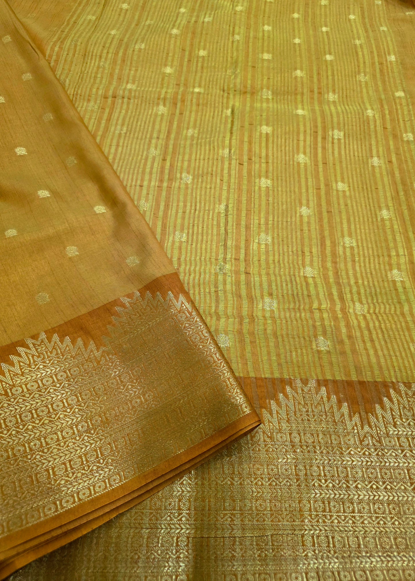 Semi Tussar Sarees With Temple Border | DSM108