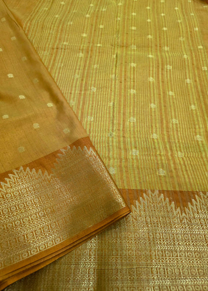 Semi Tussar Sarees With Temple Border | DSM108