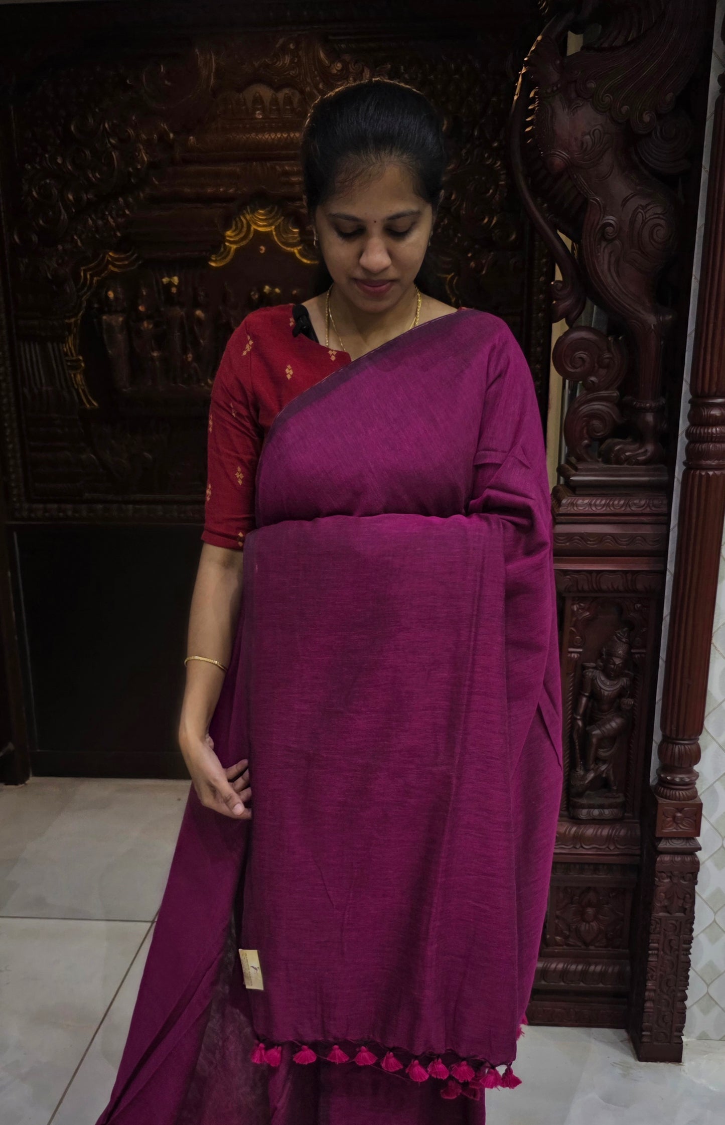 Khadi Cotton Sarees With Kalamkari Blouse | DSAD013