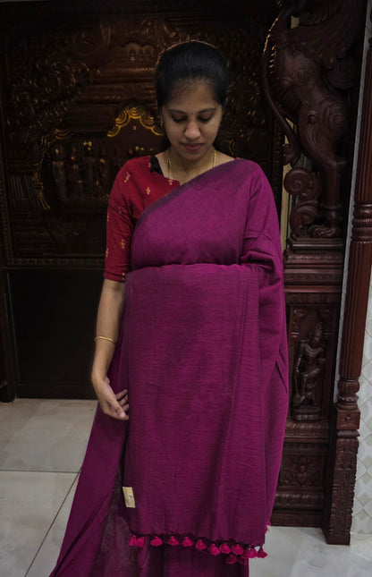Khadi Cotton Sarees With Kalamkari Blouse | DSAD013