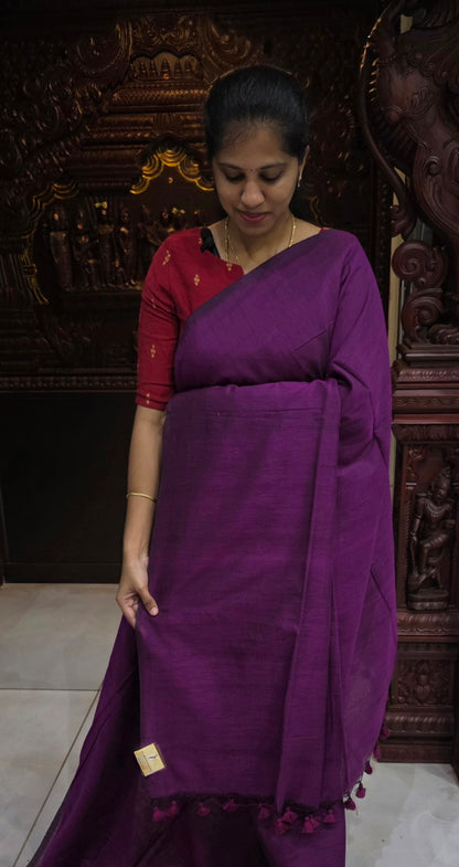 Khadi Cotton Sarees With Kalamkari Blouse | DSAD013