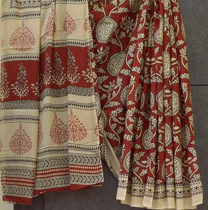 Handblock Print MulMul Cotton Sarees | DSAN001