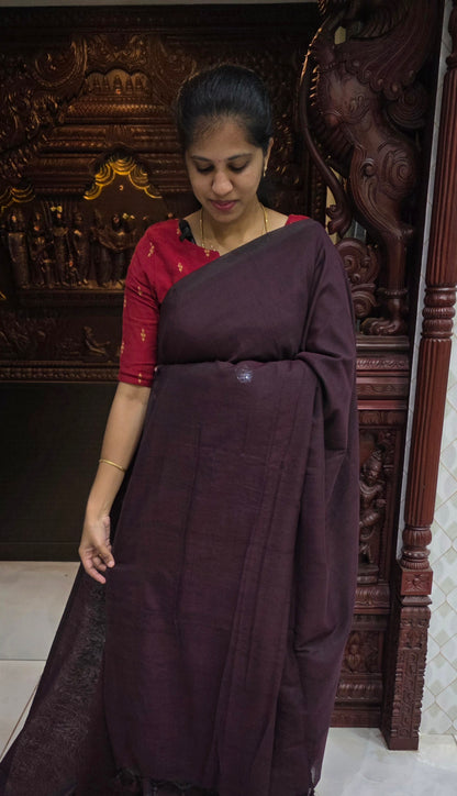 Khadi Cotton Sarees With Kalamkari Blouse | DSAD013