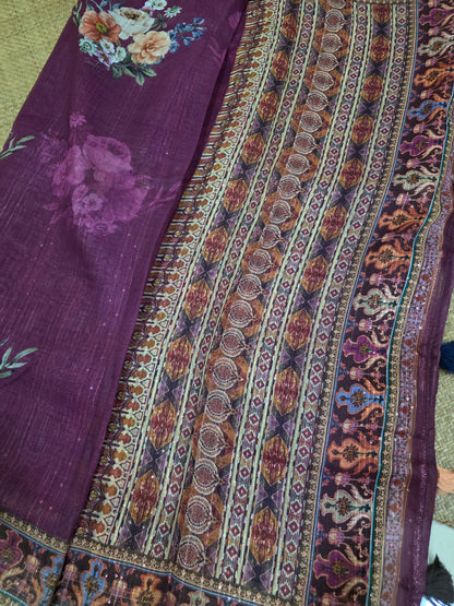 Designer Linen Sequins Sarees | DSM041
