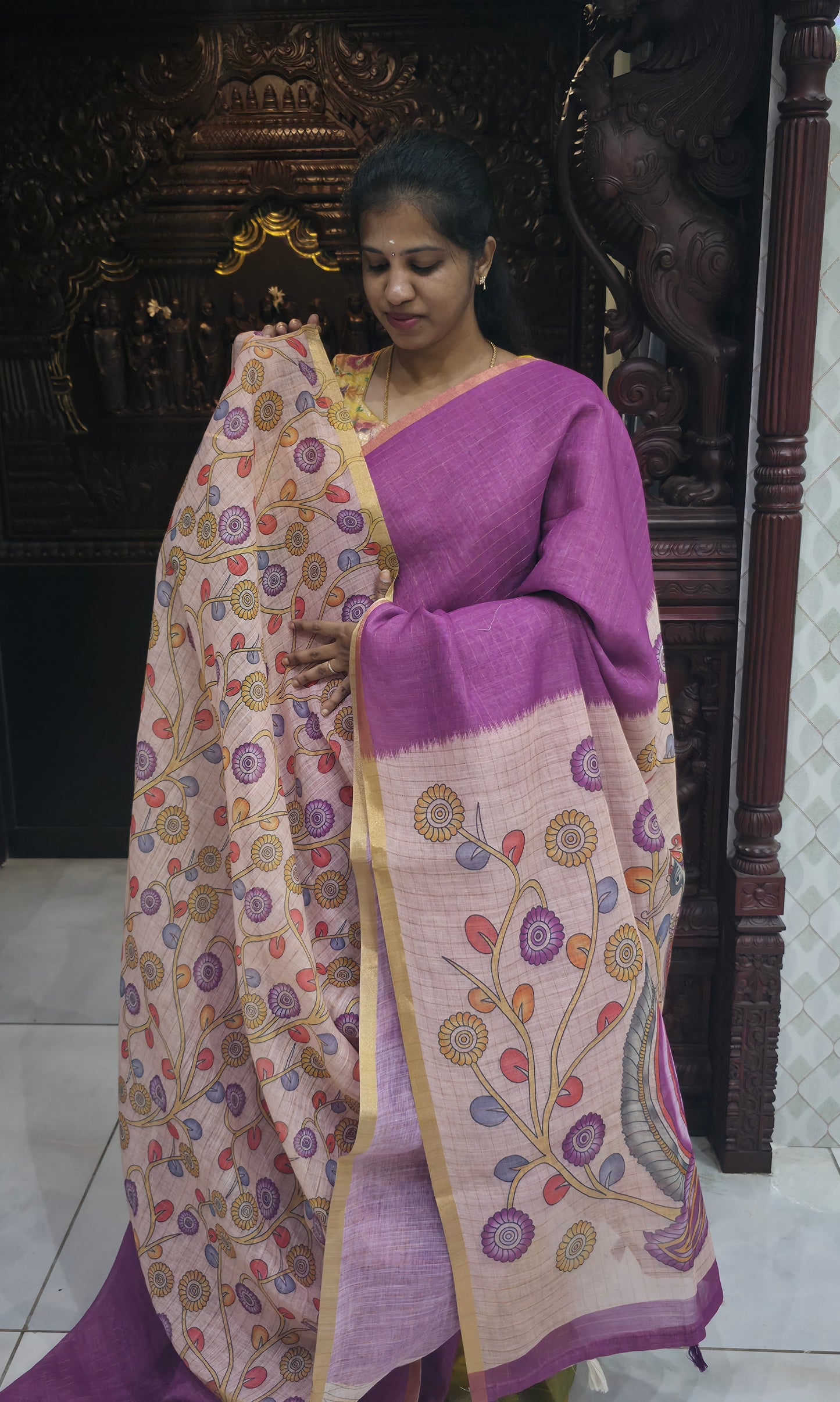 Fancy Cotton Sindoori Checks Sarees | DSAD024