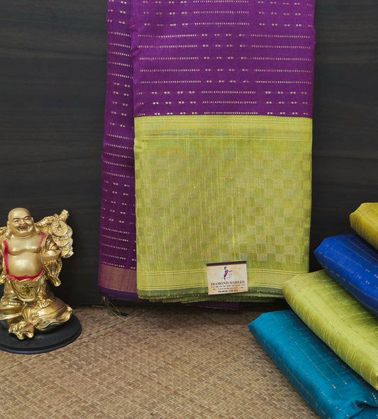 Semi Raw Silk Sarees with Checks Border 1905| DSAD029