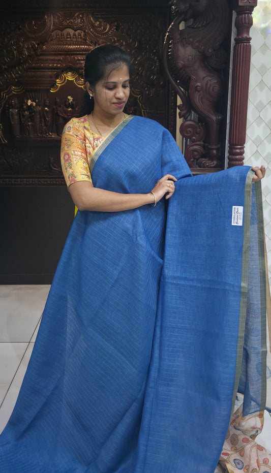 Fancy Cotton Sindoori Checks Sarees | DSAD024