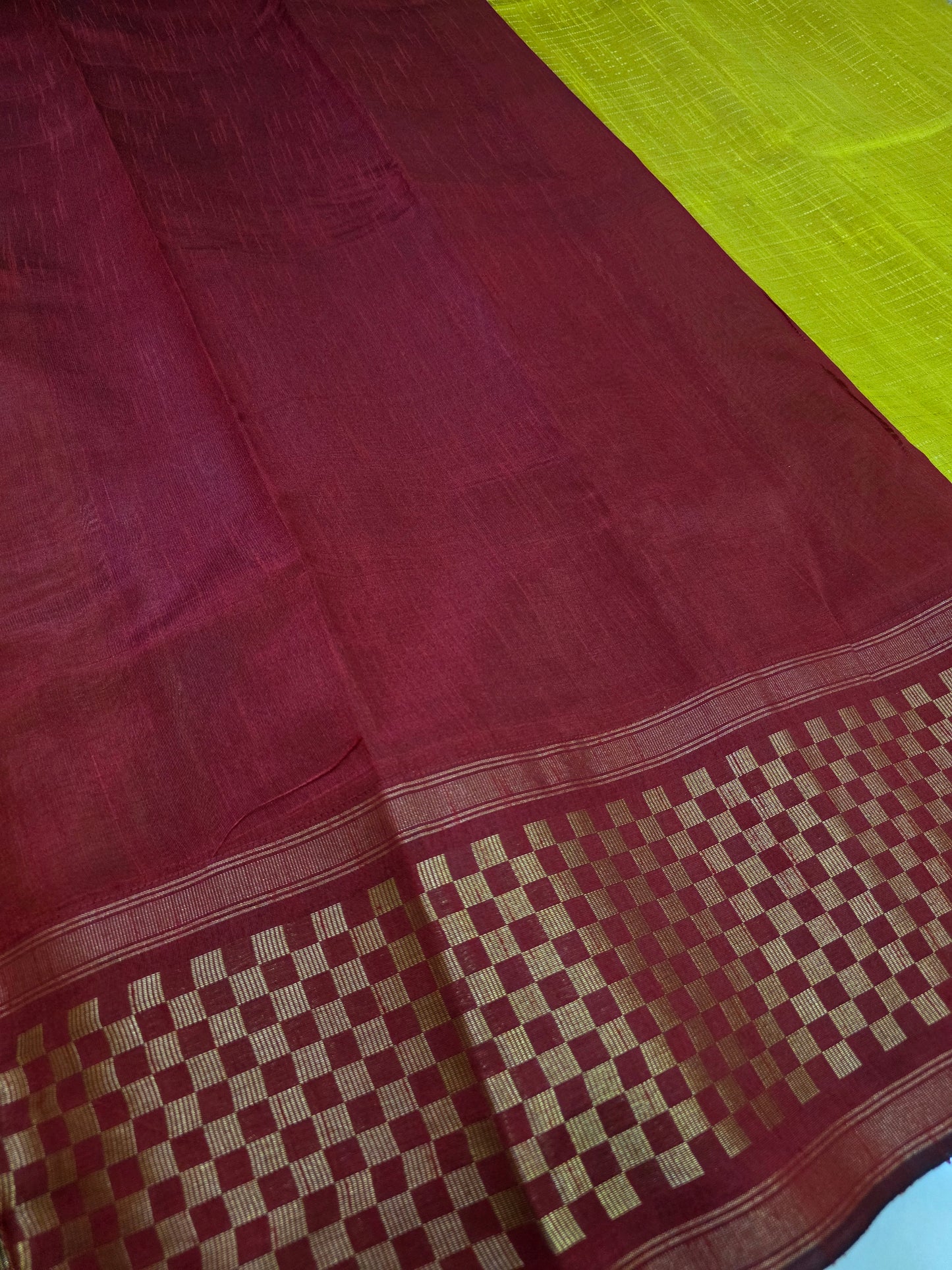 Semi Raw Silk Sarees with Checks Border 1905| DSAD029