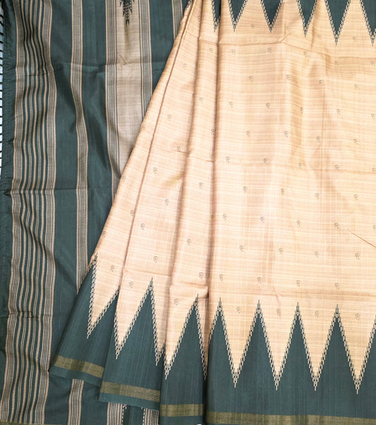 Art Tussar Silk Sarees With Temple Border | DSM120