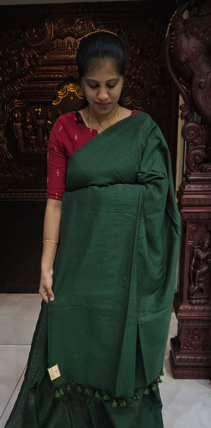 Khadi Cotton Sarees With Kalamkari Blouse | DSAD013
